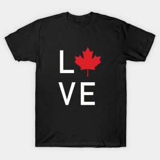 Canada Love Design with Canadian Maple Leaf -wht T-Shirt